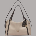 Borsa a spalla media Liu Jo Ilyana M in effetto grana beige con dettagli marroni