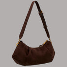 Borsa a spalla Guess Allegra in camoscio marrone con dettagli in metallo dorato