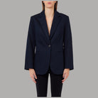 Blazer Liu Jo blu in denim di cotone con strass, revers classici e chiusura a bottone