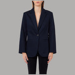Blazer Liu Jo blu in denim di cotone con strass, revers classici e chiusura a bottone