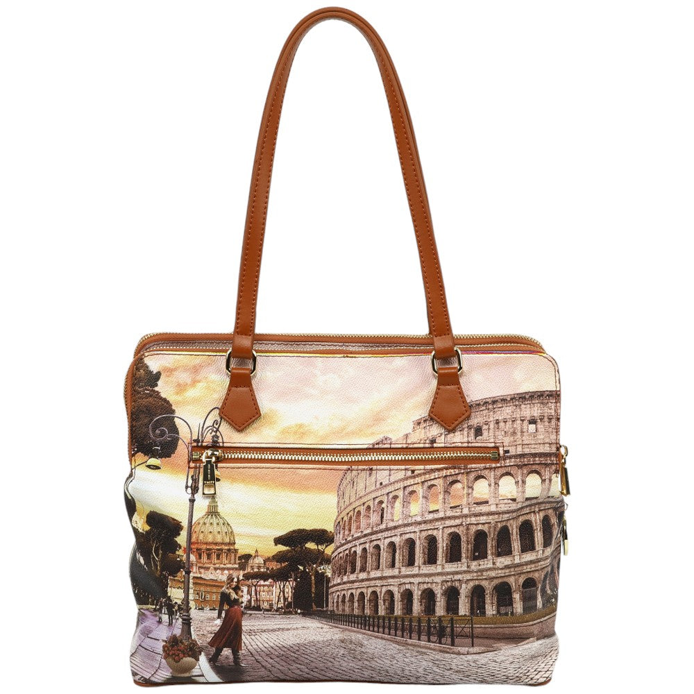 YNot borsa shopping bauletto stampa Life in Rome YES593F3 - Prodotti di Classe