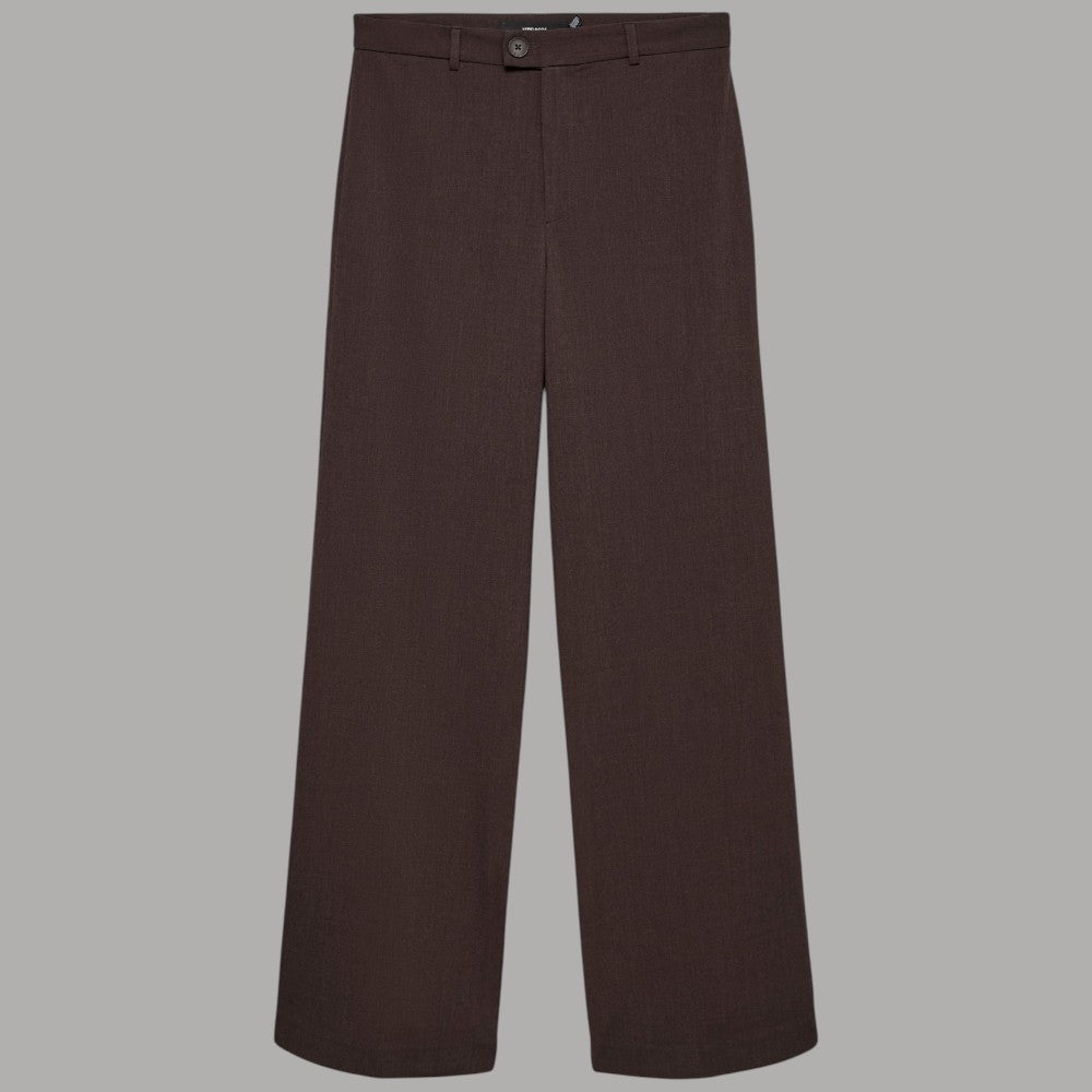 Vero Moda straight pant Texas marroni tessuto liscio con cuciture frontali