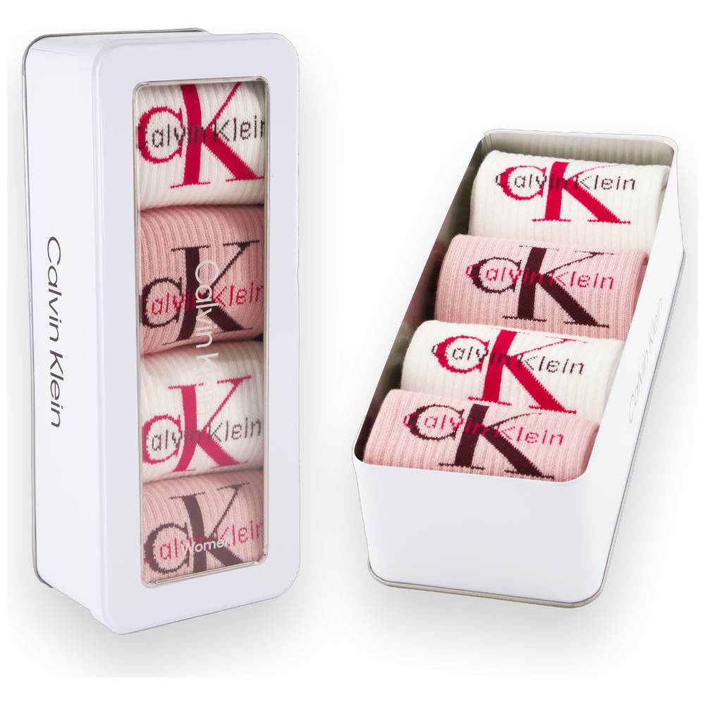 Calvin Klein donna pack 4 calze bianco rosa 701235384003801 Calzini Calvin Klein