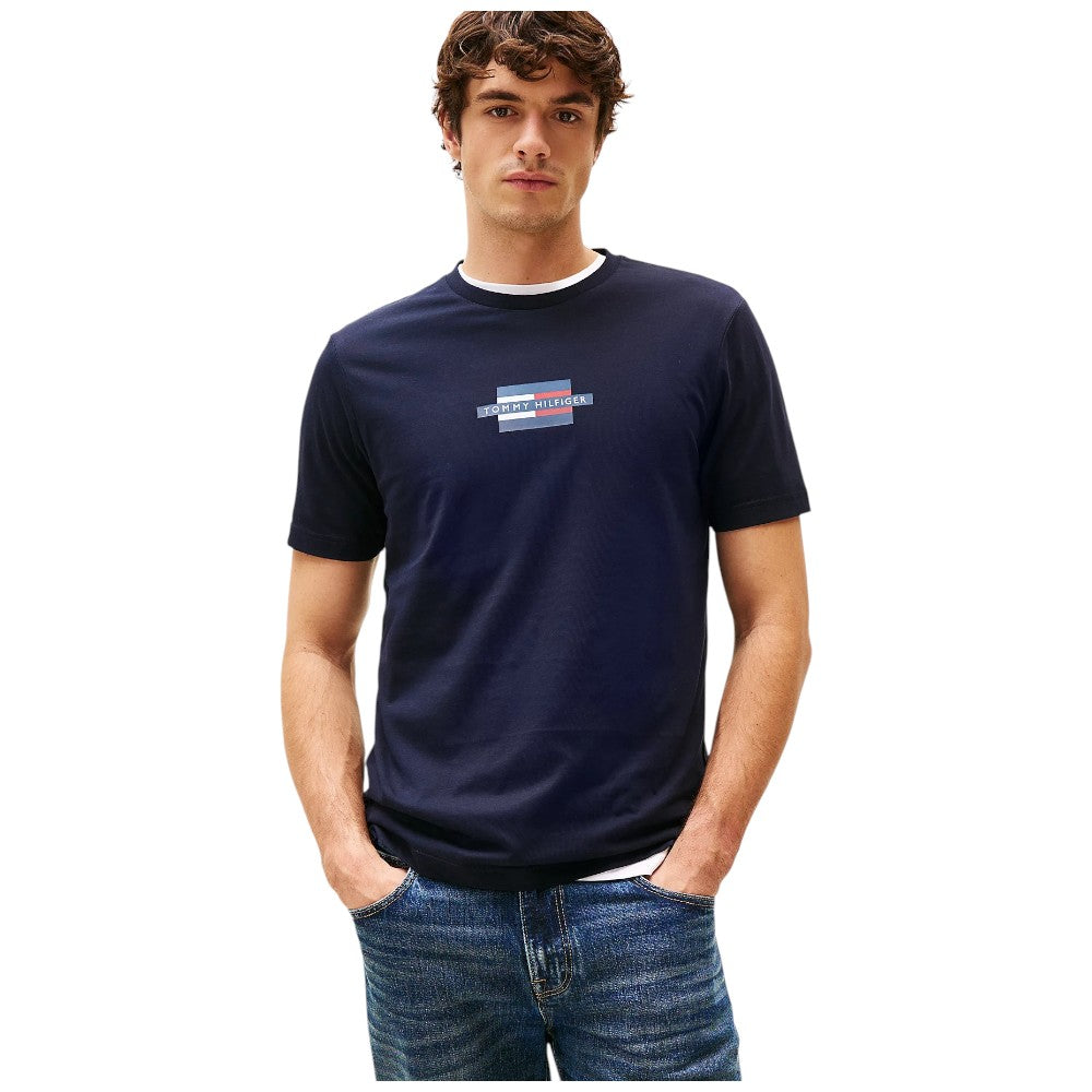 Tommy Hilfiger t-shirt blu logo centrale MW0MW38636DW5 T-shirt Tommy Hilfiger