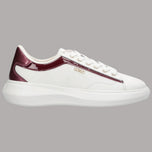 Sneakers Liu Jo Casper in pelle bianca con dettagli vernice bordeaux e logo dorato