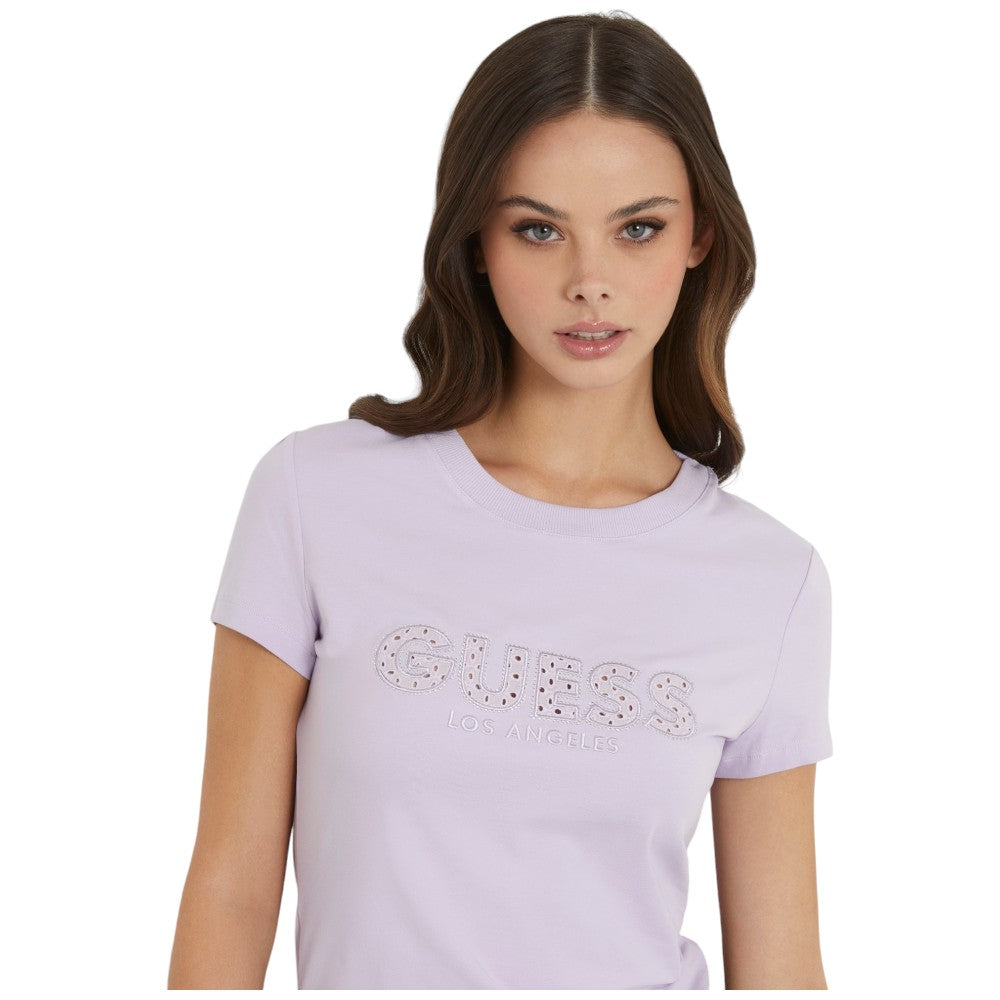 Guess t-shirt lilla logo strass Sangallo W4GI14 J1314 T-shirt Guess