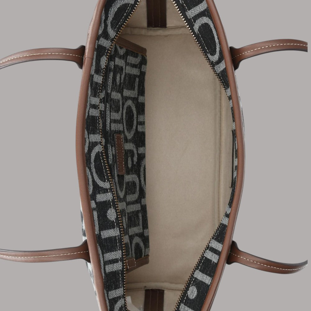 Borsa shopper Liu Jo tote media logo all over in tonal brown