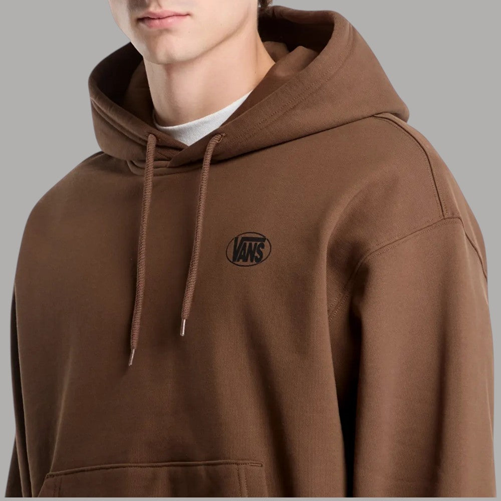 Felpa oversize Vans con cappuccio marrone e logo ovale sul petto