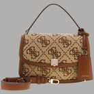 Borsa a mano Guess Audrey Flap Bag nera con logo frontale