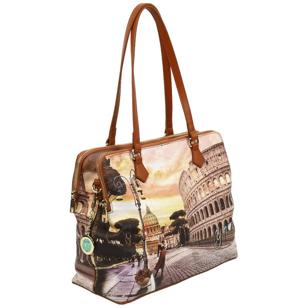 YNot borsa shopping bauletto stampa Life in Rome YES593F3 - Prodotti di Classe