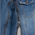 Giubbotto in jeans Liu Jo x Elodie blu con zip frontale e dettagli cuciture