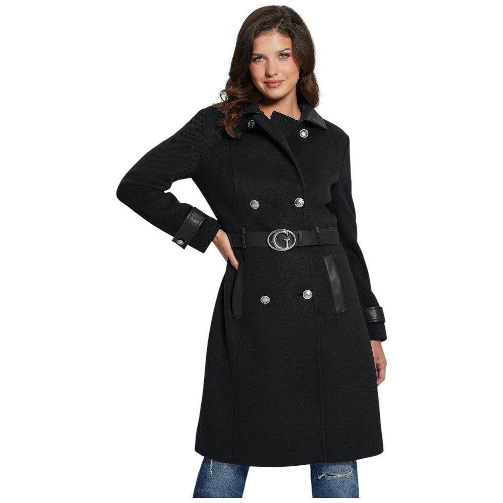 Guess cappotto doppio petto nero Amelia W4BL46 WGKI2 JBLK Giubbini Guess