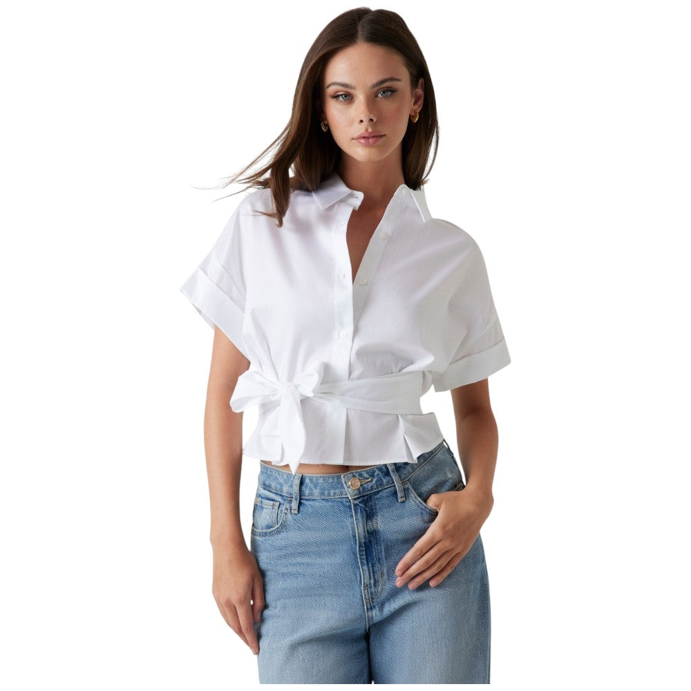Guess camicia bianca cropped Julie W5GH0W WAF10 G011 Camicie Guess