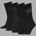 Calzini neri da uomo Tommy Hilfiger, 4 paia in confezione regalo