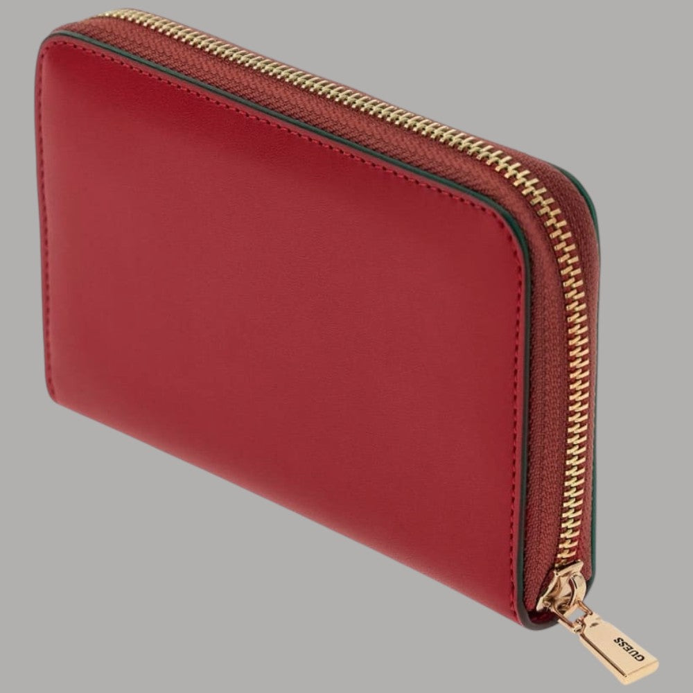 Portafoglio zip around medio Guess Audrey beige con stampa 4G