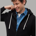 Felpa con cappuccio e zip blu Tommy Hilfiger con logo piccolo
