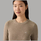 Maglia girocollo Levi's a coste, taupe, logo piccolo sul petto
