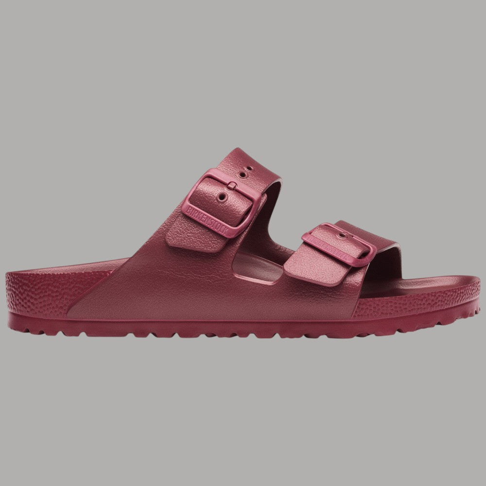Birkenstock Arizona EVA ciabatte rosso vino con doppio cinturino e texture in EVA