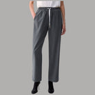 Liu Jo pantaloni tessuto TF6149T691A grigi con pinstripes a vita elastica e coulisse