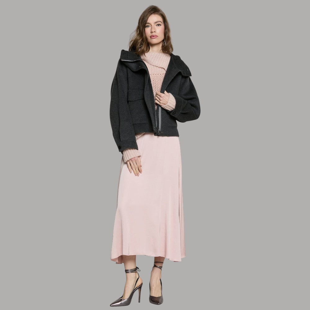 Cappotto corto Relish Lovelysa con cappuccio, tasche a toppa, zip e bottoni automatici