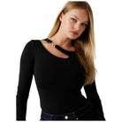 Guess maglia nera top cut out e fibbia ELEANOR W5BP18KC7M2JBLK Guess