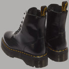 Stivali platform Dr Martens in pelle Smooth neri con dettaglio giallo sulla cucitura