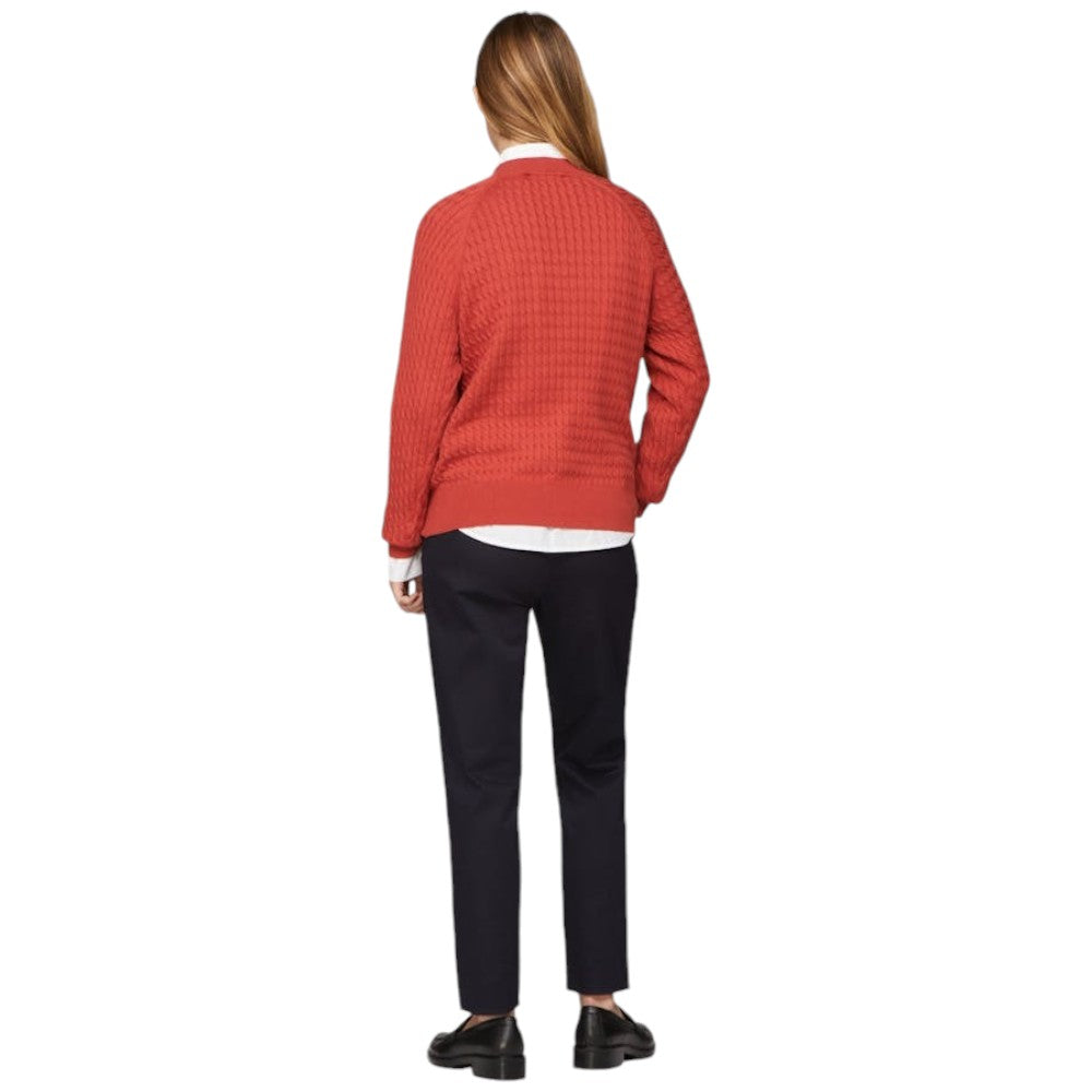 Tommy Hilfiger donna pullover con trecce rosso terra WW0WW41142 - Prodotti di Classe