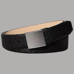 Calvin Klein cintura in pelle nera con fibbia a placca ed emblem logo dettaglio texture geometrica