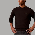 Felpa uomo Calvin Klein nera con patch LV04LH230G e texture liscia