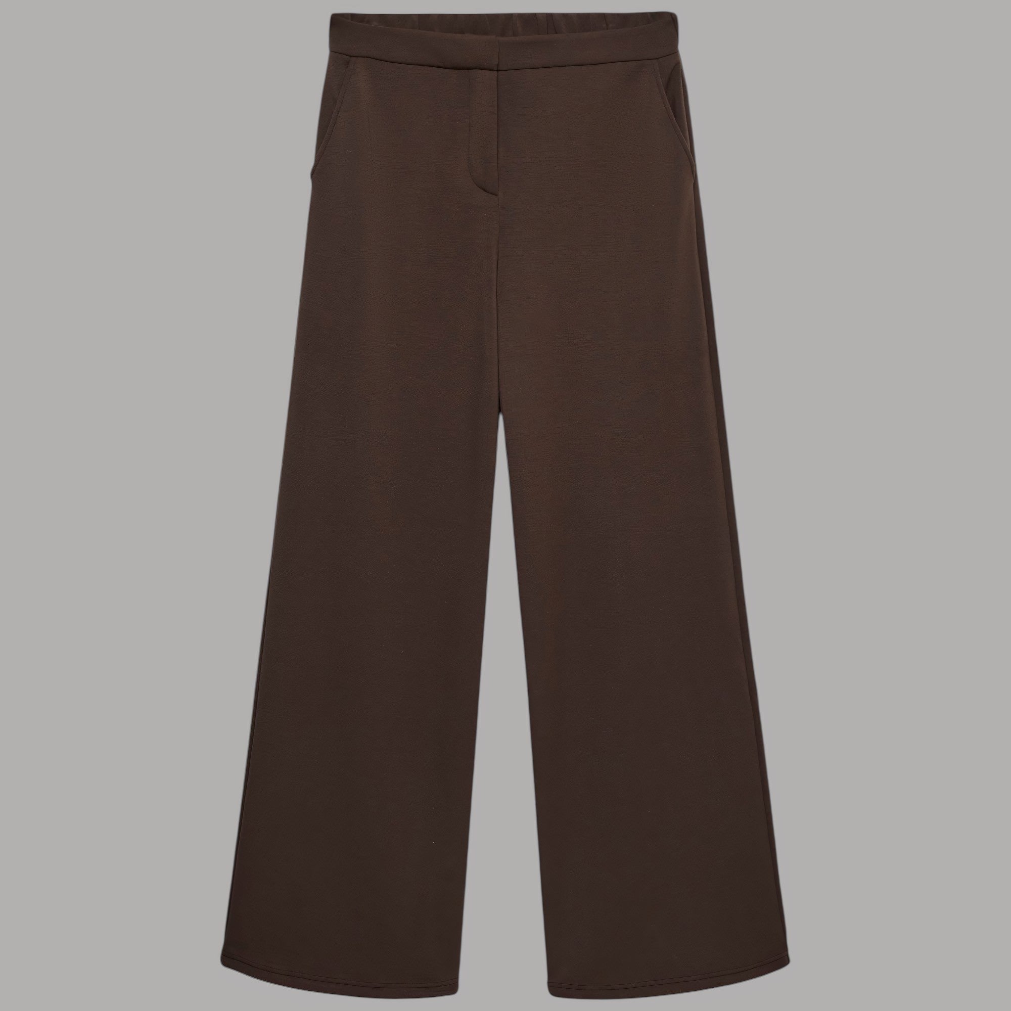 Vero Moda pantaloni wide leg marroni con texture liscia e tasche anteriori