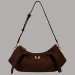Borsa a spalla Guess Allegra in camoscio marrone con dettaglio oro