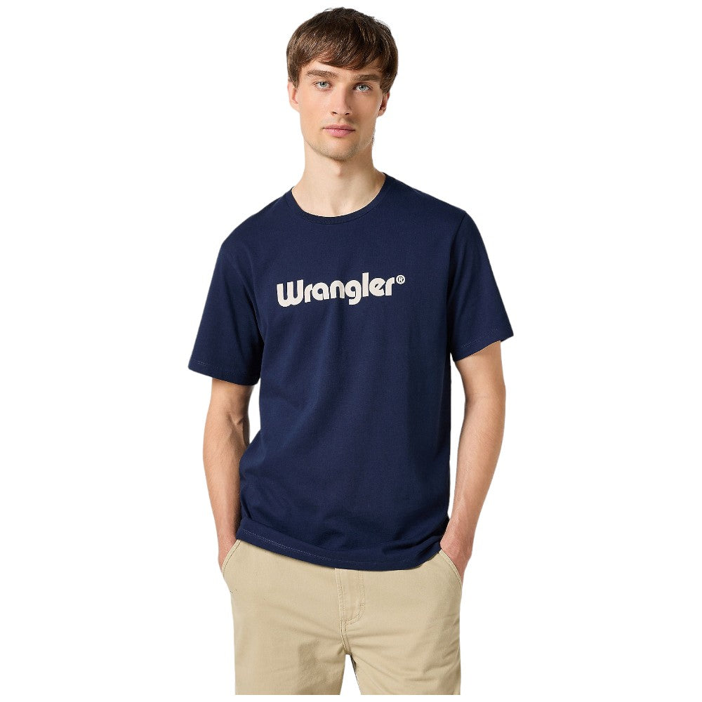 Wrangler t-shirt blu logo grande stampato 112350524 T-shirt Wrangler