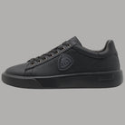 Sneakers uomo Blauer nere in pelle con logo sulla tomaia e suola piatta in gomma