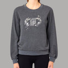 Felpa donna Liu Jo grigia con maxi logo decorato con strass e perline