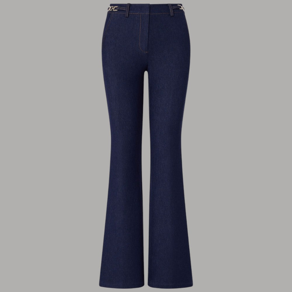 Jeans bootcut Liu Jo blu scuro a vita alta, con chiusura frontale e gamba svasata