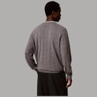 Calvin Klein maglione a trama a griglia in lana merino grigio con dettagli a costina sul bordo