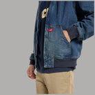 Giacca bomber Dickies in denim blu con cappuccio, tasca marsupio e polsini a costine