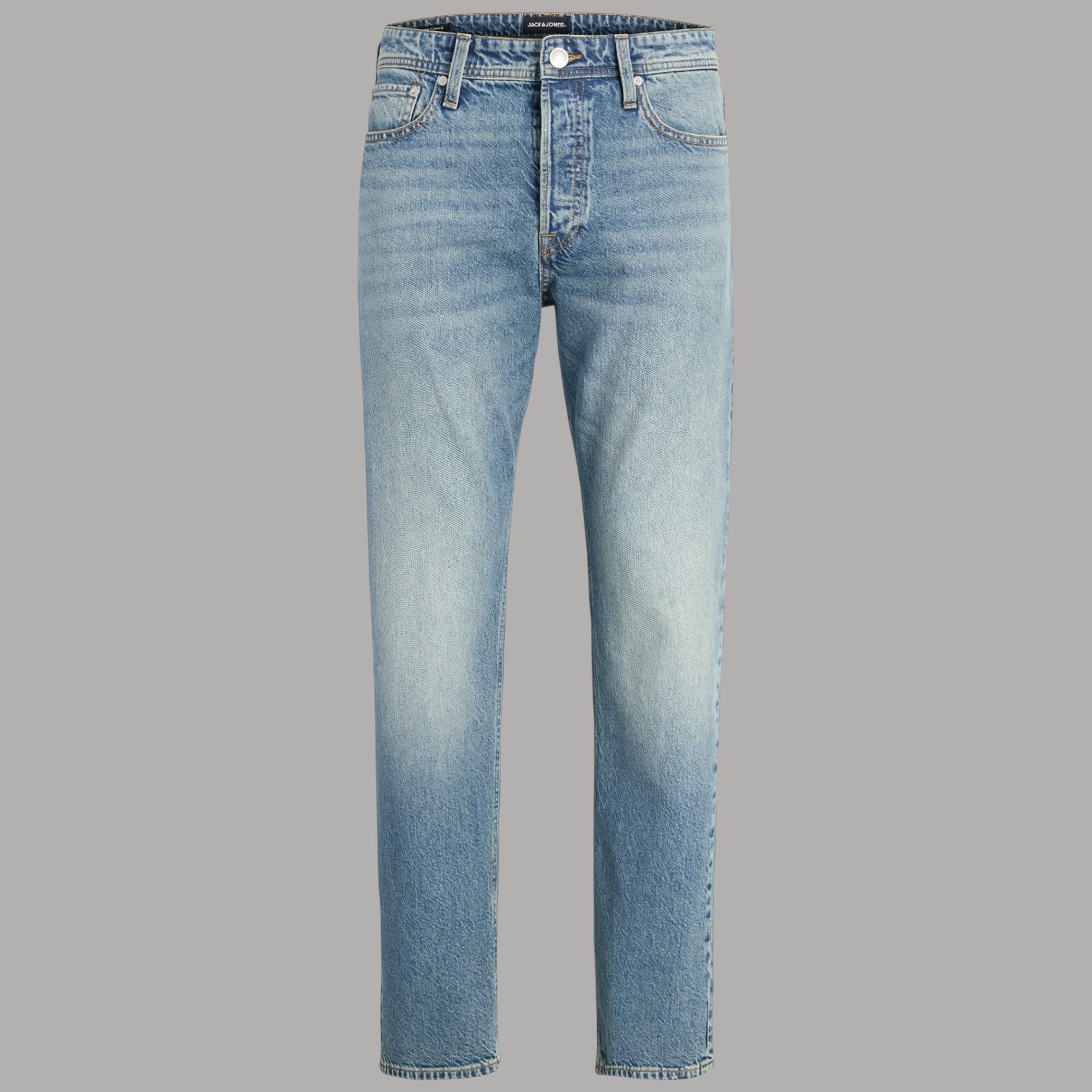 Jeans relaxed fit uomo Jack & Jones Chris SQ 733 J12300817 in light blue denim con coulisse e dettagli di cuciture visibili