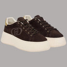 Sneakers Liu Jo Elodie in pelle scamosciata marrone con suola platform e logo laterale
