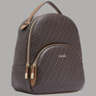 Zaino Liu Jo Manhattan logo monogram AF6209E1137, color marrone con stampa geometrica, dettagli zip e tracolla