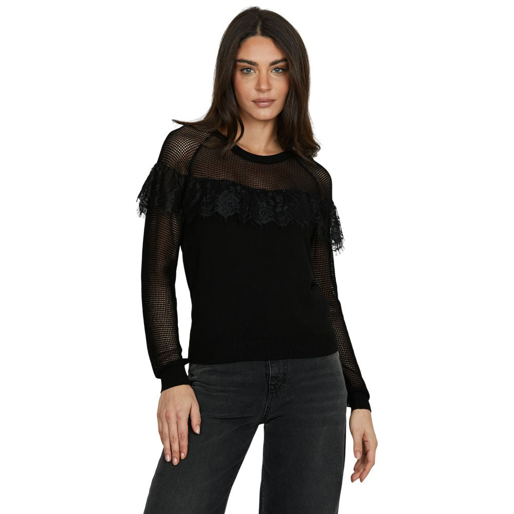 Relish maglia nera con inserti in rete LECITA RDA2502054028 Maglieria Relish