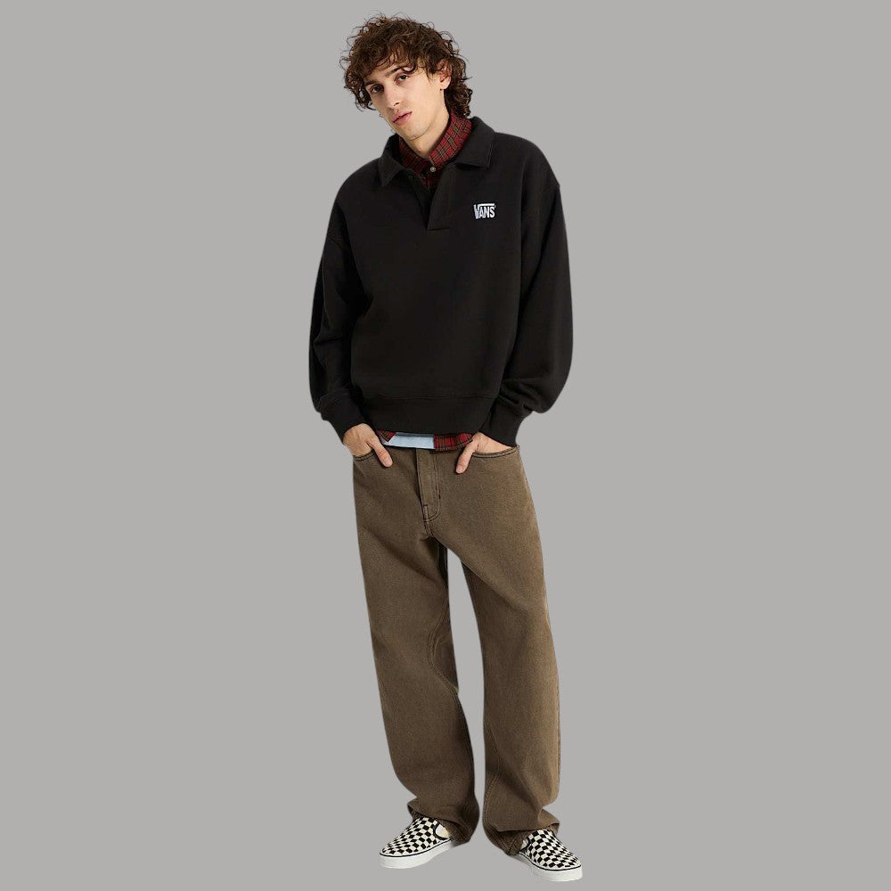 Polo Vans uomo in tessuto felpa con colletto e abbottonatura