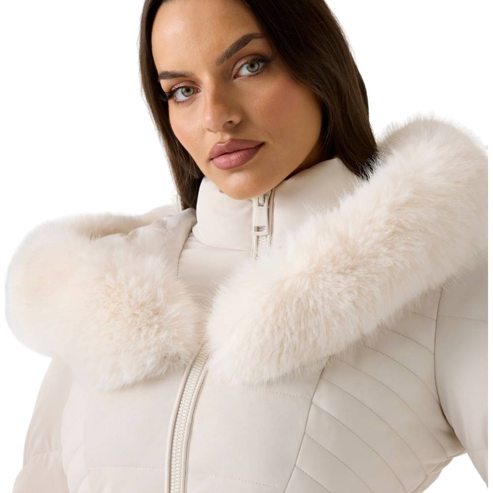 Guess piumino stone con cappuccio in pelliccia sintetica NEW OXANA Guess