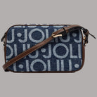 Borsa piccola Liu Jo tracolla in denim con logo ripetuto in blu e marrone