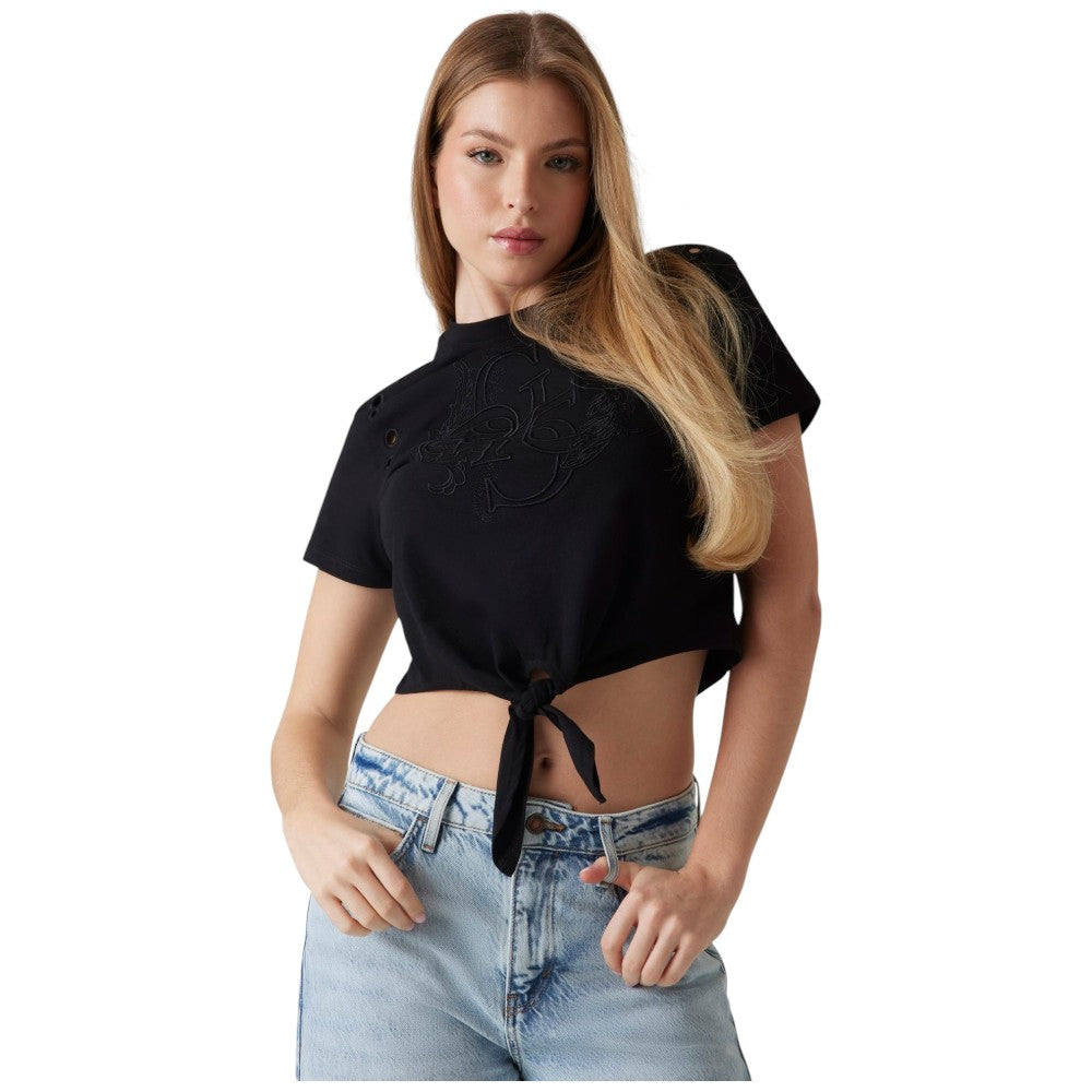 Guess t-shirt nera cropped logo 4G W5GI18 I3Z14 JBLK T-shirt Guess