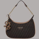 Borsa a spalla piccola Liu Jo in tessuto jacquard con logo e dettagli dorati