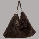 Borsa hobo grande Liu Jo in morbida eco pelliccia marrone con dettagli metallici