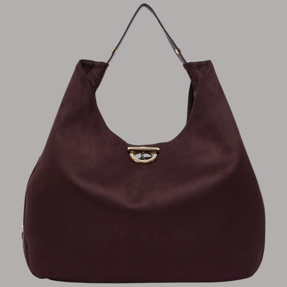 Borsa grande Liu Jo hobo con borchie in Bordeaux con dettagli dorati