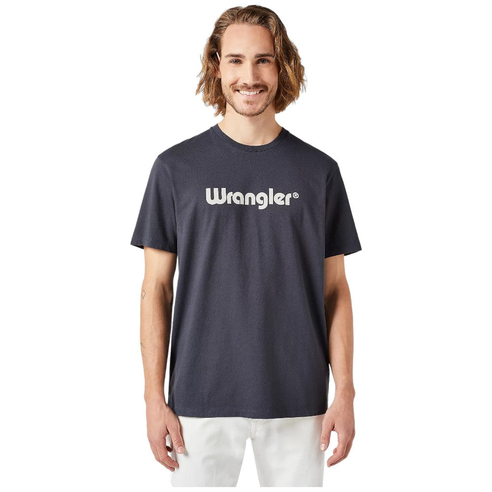 Wrangler t-shirt nera logo grande stampato 112350526 T-shirt Wrangler