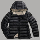 Piumino corto Blauer Ellis nero con cappuccio, zip frontale e fodera chiara